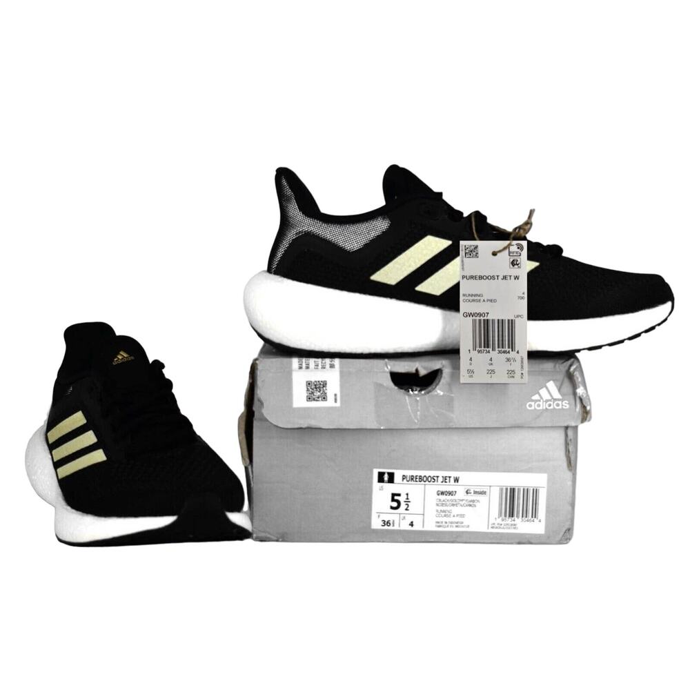 B5 NIB ADIDAS Pureboost Jet Black Running Shoes GW0907 Size 5.5